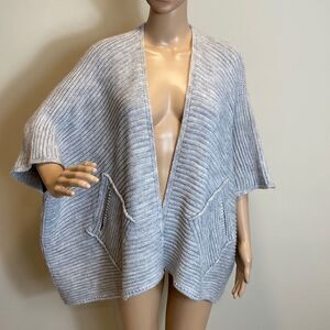 Coco Gio Italian gray rib knit cape cardigan One Size